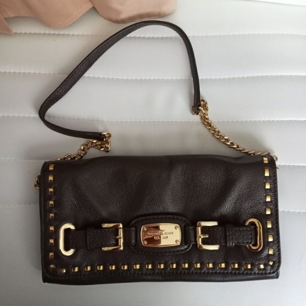 Michael Kors Brown Hamilton Whipped Leather Handbag Shoulder Bag 6 X 10
